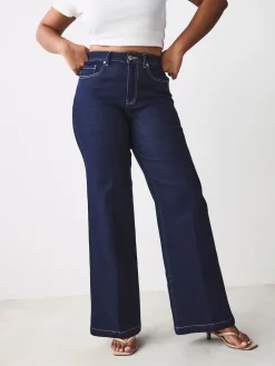 Next Hourglass Wide Leg Jeans Rinse Blue New