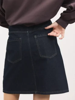 Next Rinse Blue Knee Length Denim Skirt Clearance