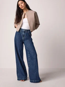 Next Palazzo Wide Leg Jeans Rinse Blue Discount
