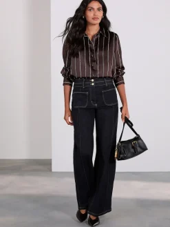 Next Slim Lift and Shape Wide Leg Jeans Rinse Blue Sale