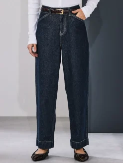 Next Wide Leg Barrel Denim Jeans Rinse Blue Discount