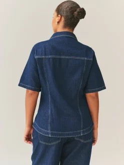 Next Rinse Denim Fuller Bust Short Sleeve Fitted Top Best