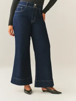 Next High Rise Stretch Wide Leg Hourglass Jeans Rinse Clearance