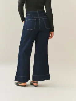 Next High Rise Stretch Wide Leg Hourglass Jeans Rinse Clearance