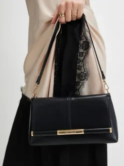 River Island Black Bar Front Clutch Bag Hot