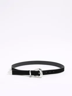 River Island Black Bubble Buckle Suede Belt Outlet
