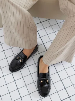 River Island Black Patent Tassel Loafers Online
