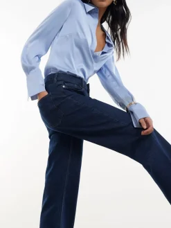 River Island Blue High Rise Relaxed Straight Jeans