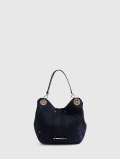 River Island Blue Suedette Eyelet Slouch Bag