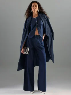 River Island Blue Wide Leg Tie Front Jeans Outlet