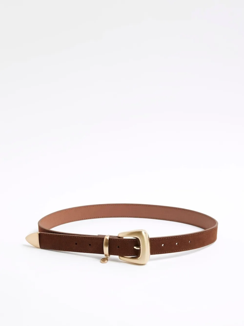 River Island Brown Bubble Buckle Suede Belt Outlet