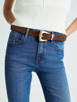 River Island Brown Bubble Buckle Suede Belt Outlet