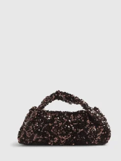 River Island Brown Sequin Grab Clutch Discount