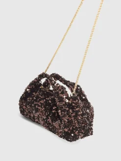 River Island Brown Sequin Grab Clutch Discount
