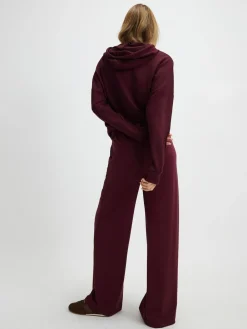 River Island Burgundy Premium High Waisted Wide Leg Joggers New