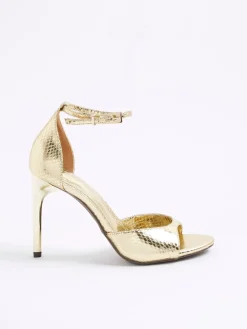 River Island Gold Wide Fit Open Toe Heels Discount