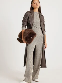 River Island Grey Texture Wide Leg Relaxed Bottoms Online