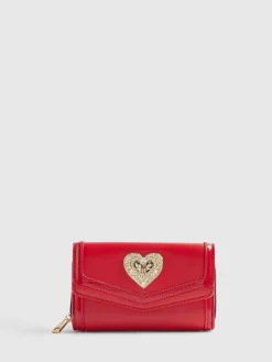 River Island Red Heart Panelled Zip Around Purse Clearance