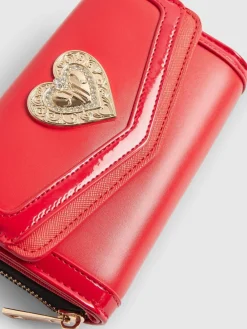 River Island Red Heart Panelled Zip Around Purse Clearance