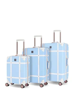 Rock Luggage Vintage Suitcases 3 Piece Set Blue Clearance