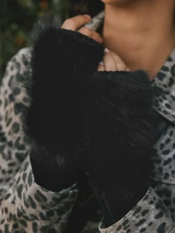Rockett St George Black Faux Fur Handwarmers Gloves Discount