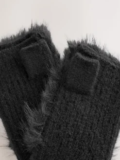 Rockett St George Black Faux Fur Handwarmers Gloves Discount