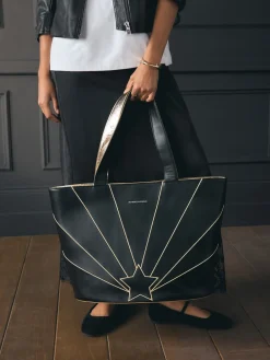 Rockett St George Black Gold Star Large Tote Bag Sale