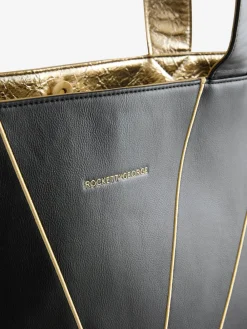 Rockett St George Black Gold Star Large Tote Bag Sale