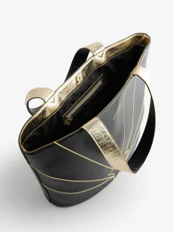 Rockett St George Black Gold Star Large Tote Bag Sale