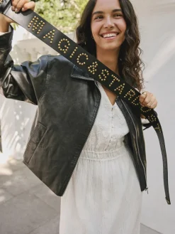 Rockett St George Black Leather Magic and Star Dust Chunky Studded Belt Discount