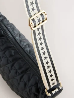 Rockett St George Black Quilted Cross-Body Bag with Star Strap Discount