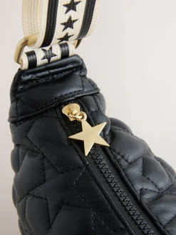 Rockett St George Black Quilted Cross-Body Bag with Star Strap Discount
