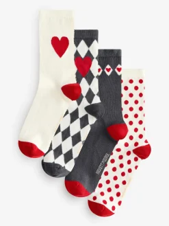 Rockett St George Black/White Spot and Harlequin 4 Pack Socks