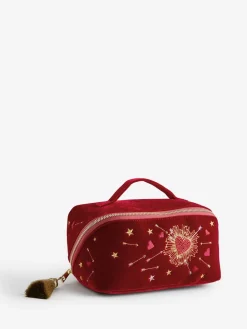 Rockett St George Red Velvet Embellished Fold Out Wash Bag Hot