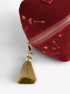 Rockett St George Red Velvet Embellished Fold Out Wash Bag Hot