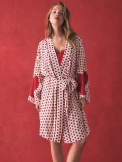 Rockett St George Red/White Polka Dot Hearts Short Robe Discount