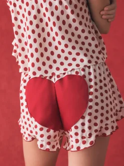 Rockett St George Red/White Polka Dot Heart Cami Shorts Set Pyjamas Online