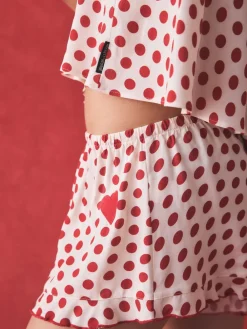 Rockett St George Red/White Polka Dot Heart Cami Shorts Set Pyjamas Online