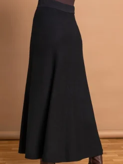 Roman Knitted Midi Stretch Skirt Black Outlet