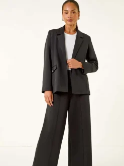 Roman Petite Pocket Detail Stretch Blazer Black Clearance