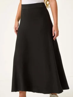 Roman Black Petite Stretch Knitted Midi Skirt Sale