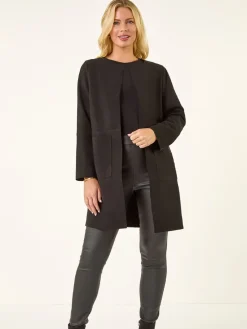 Roman Petite Suede Contrast Pocket Jacket Black Sale