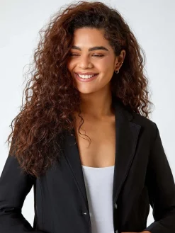 Roman Stretch Button Detail Blazer Black Clearance