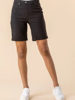 Roman Black Turned Hem Stretch Shorts Clearance