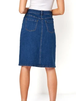 Roman Blue A-Line Knee Length Denim Skirt Hot
