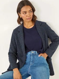 Roman Blue Boucle Jersey Blazer Hot