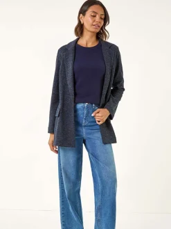 Roman Blue Boucle Jersey Blazer Hot