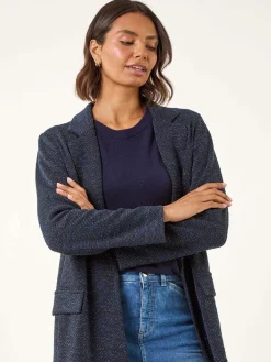 Roman Blue Boucle Jersey Blazer Hot