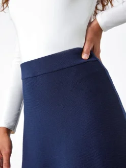 Roman Blue Knitted Midi Stretch Skirt Sale