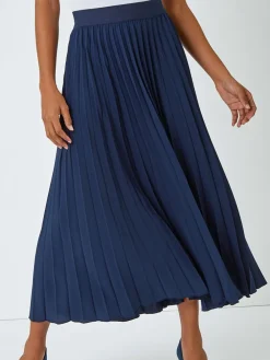 Roman Blue Pleated Maxi Skirt New